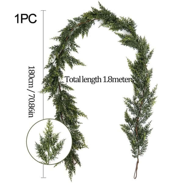 ⛄2025 Christmas Artificial Cypress Leaf Vine Wreath🎄(1.8m）