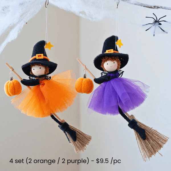 Cute Handmade Pumpkin and Broom Witch Dolls – (Pre-Sale Offer)