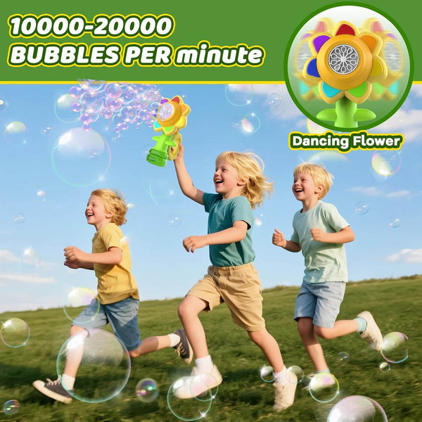 Automatic Sunflower Bubble Maker for Toddlers, Portable Battery Operated Bubble Toys