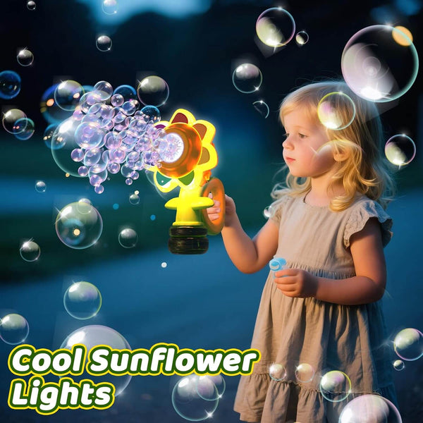 Automatic Sunflower Bubble Maker for Toddlers, Portable Battery Operated Bubble Toys