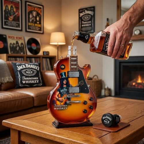 🏆 WORLD CUP SPECIAL - 50% OFF👨‍🎤🤘Appetite for Rock: Vintage Sunburst Guitar Figurine Spirit Bottle🎸✨