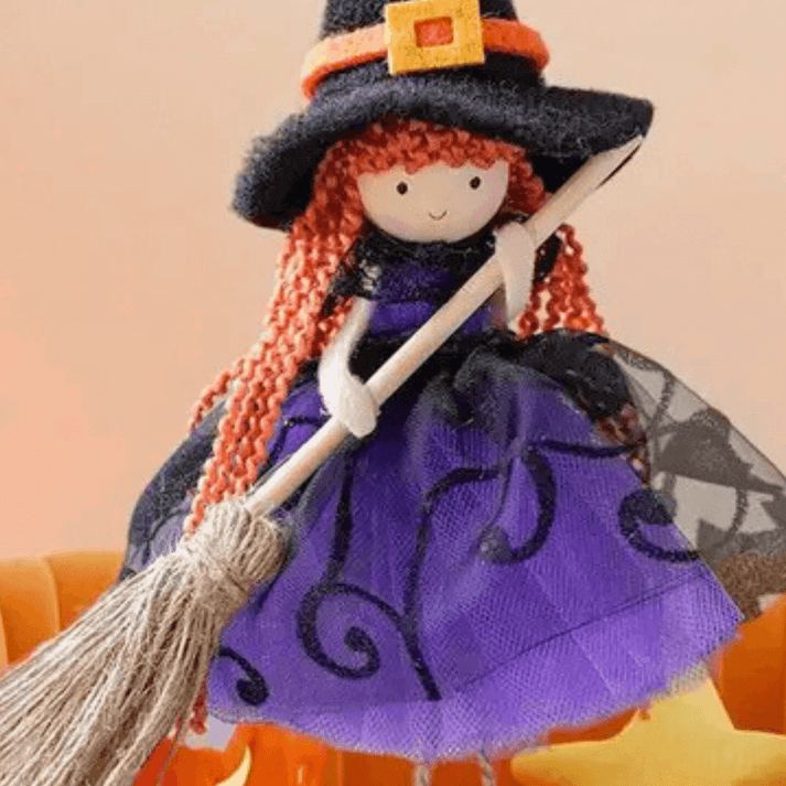 Cute Handmade Pumpkin and Broom Witch Dolls – (Pre-Sale Offer)