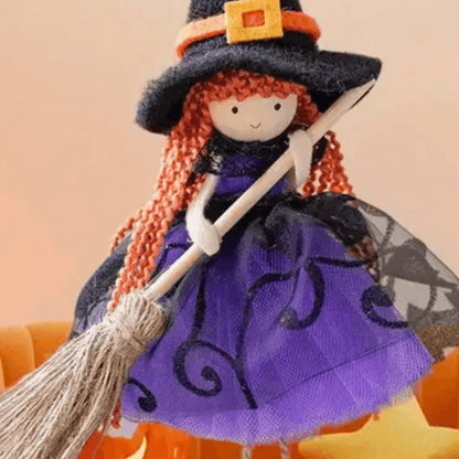 Cute Handmade Pumpkin and Broom Witch Dolls – (Pre-Sale Offer)