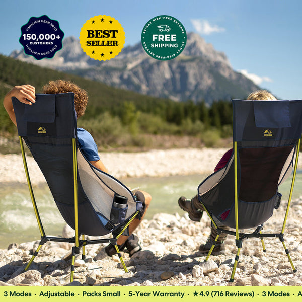 High-Back Outdoor Chair – Reclining Camping Chair with Adjustable Legs