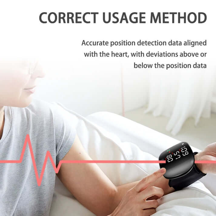 Rechargeable Smart AI Wrist Blood Pressure Monitor (With English Voice)