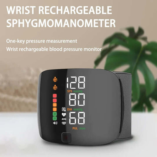Rechargeable Smart AI Wrist Blood Pressure Monitor (With English Voice)