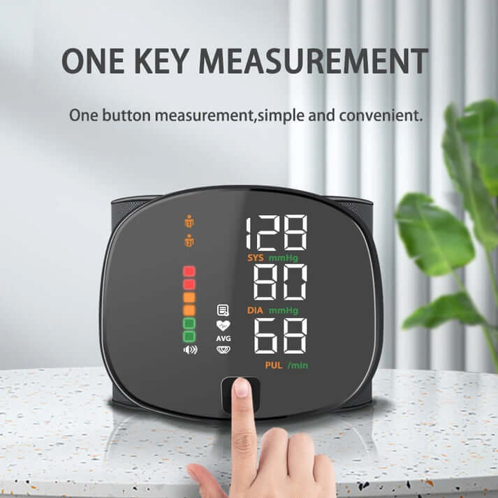 Rechargeable Smart AI Wrist Blood Pressure Monitor (With English Voice)